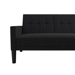 DHP Haven Small Space Sectional Sofa Futon, Dark Gray Linen - Dark Gray