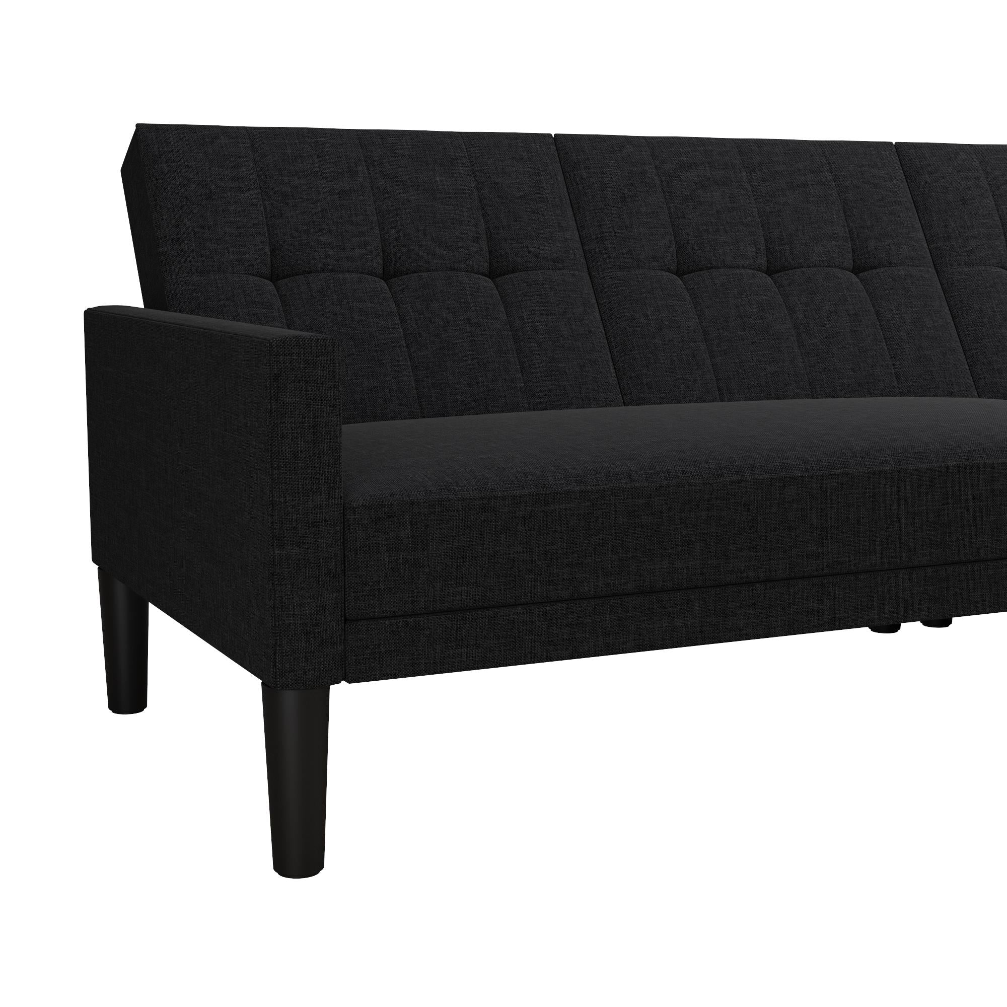 DHP Haven Small Space Sectional Sofa Futon, Dark Gray Linen - Dark Gray