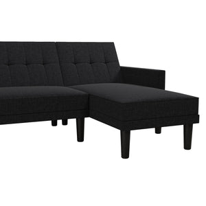 DHP Haven Small Space Sectional Sofa Futon, Dark Gray Linen - Dark Gray