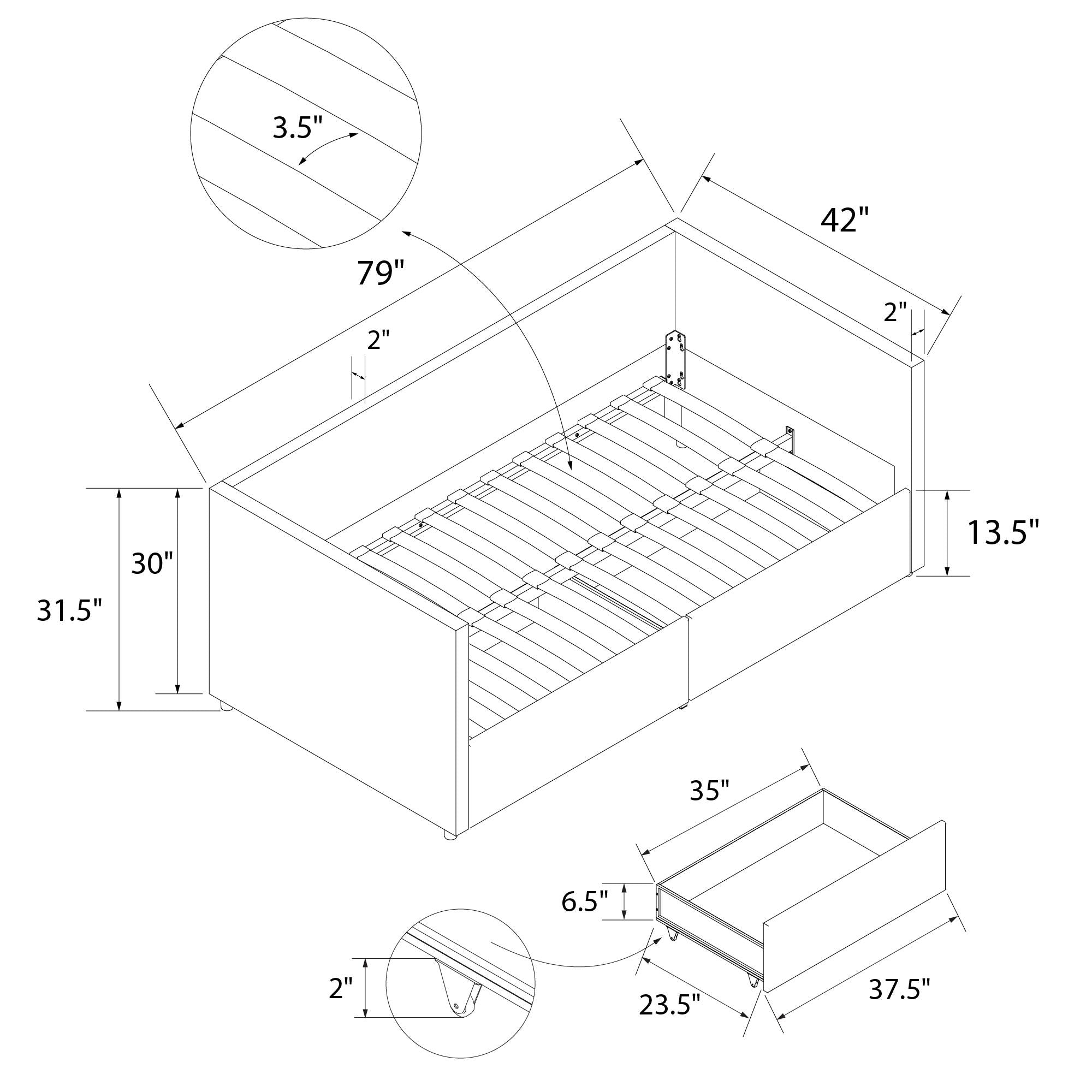 DHP Daybed with Storage - Gray - Twin