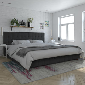 CosmoLiving Elizabeth Upholstered Bed with Storage - Black - King