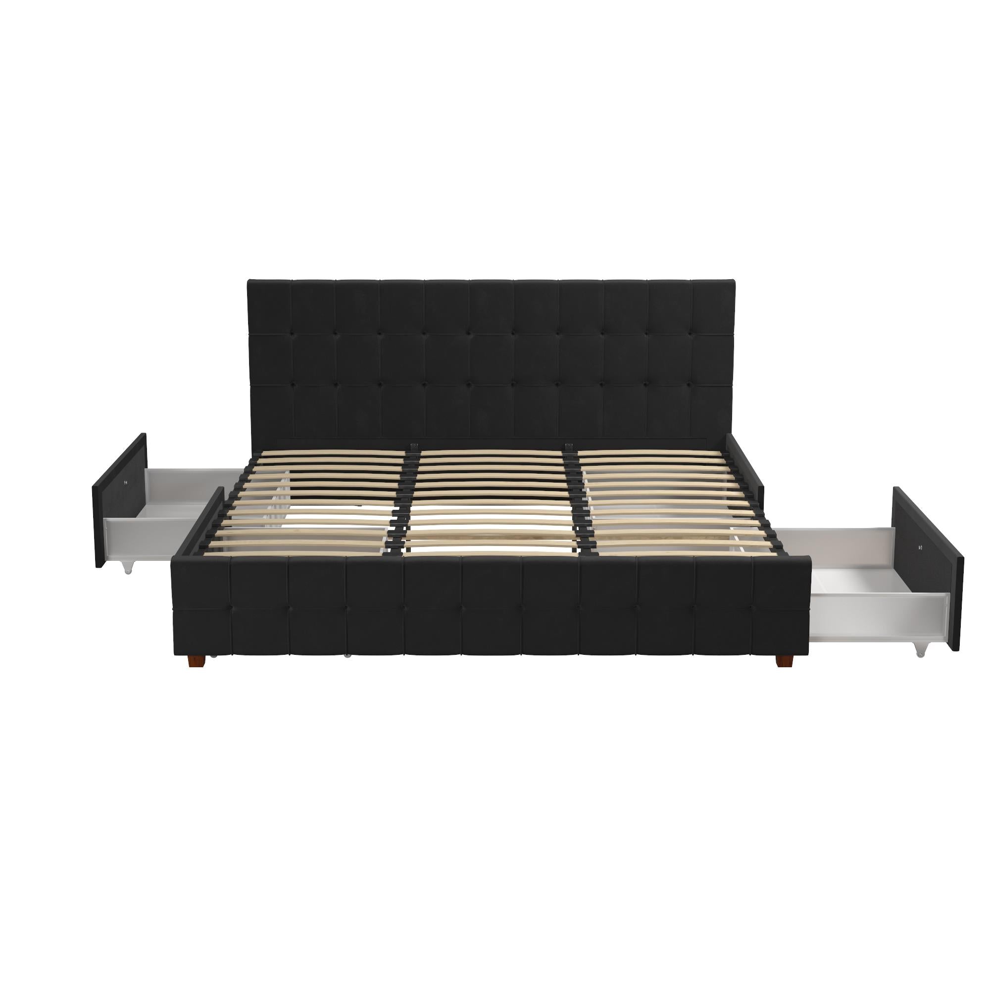 CosmoLiving Elizabeth Upholstered Bed with Storage - Black - King