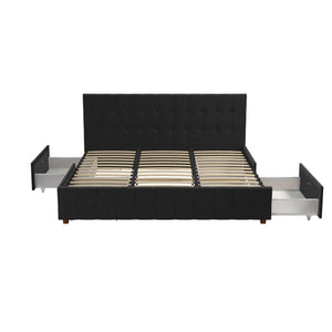 CosmoLiving Elizabeth Upholstered Bed with Storage - Black - King