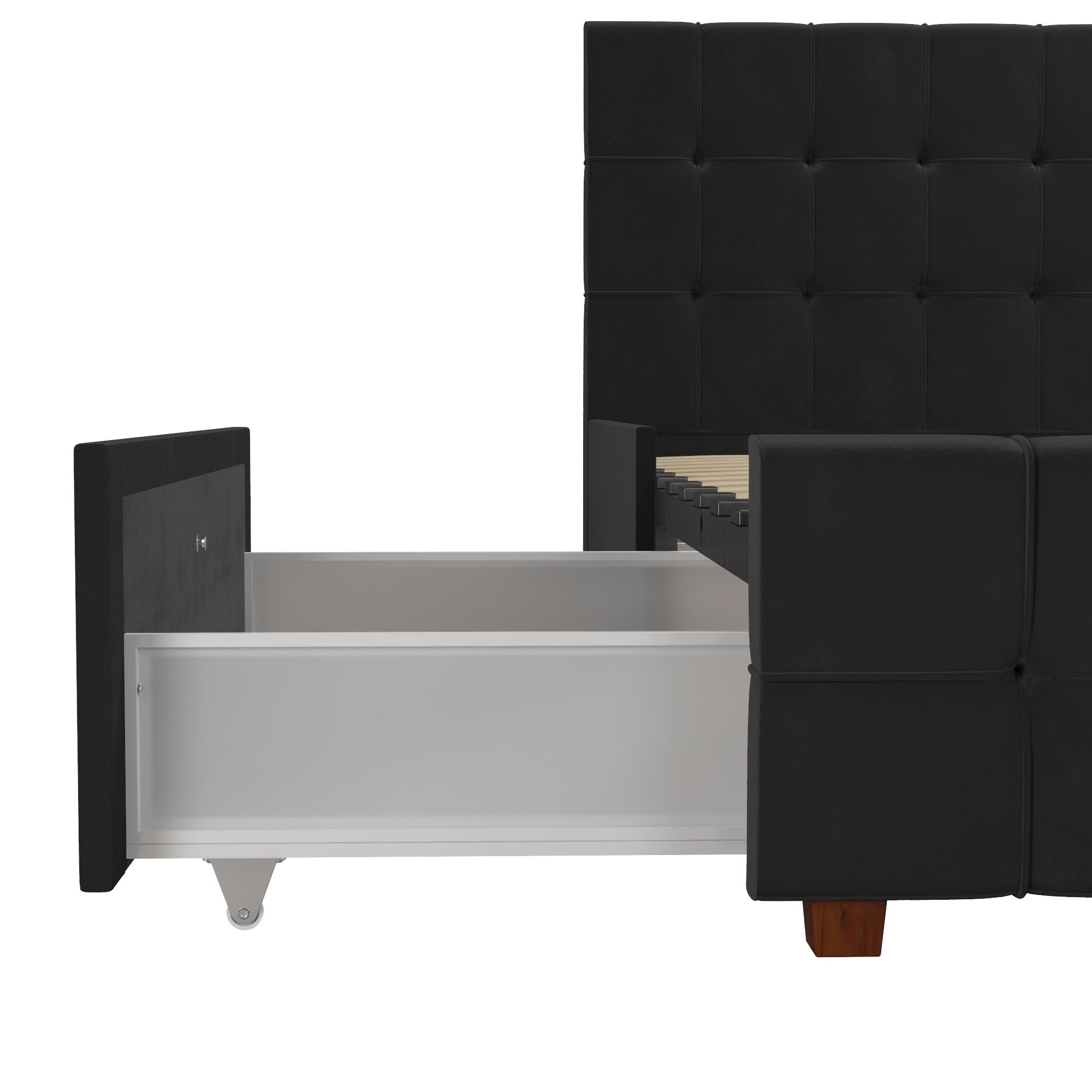 CosmoLiving Elizabeth Upholstered Bed with Storage - Black - King