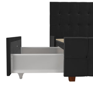 CosmoLiving Elizabeth Upholstered Bed with Storage - Black - King
