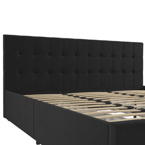 CosmoLiving Elizabeth Upholstered Bed with Storage - Black - King