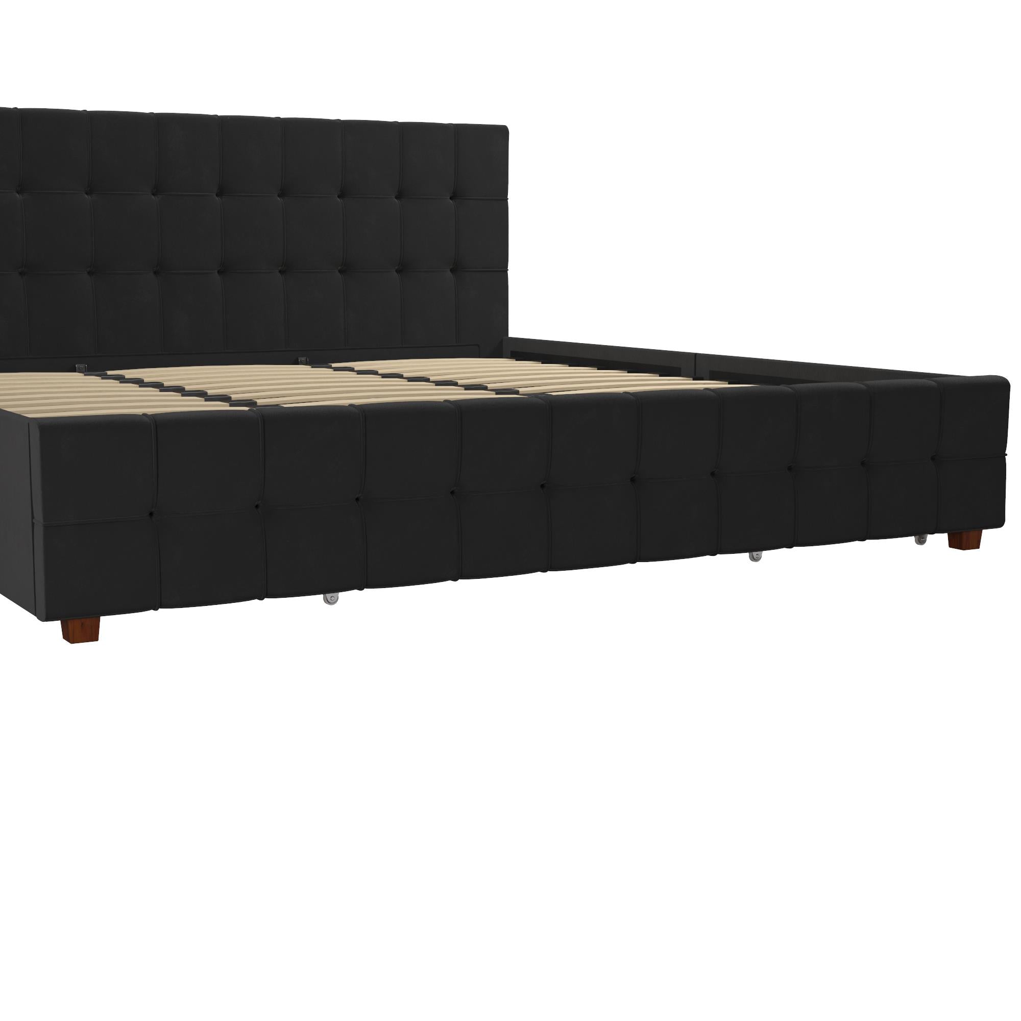 CosmoLiving Elizabeth Upholstered Bed with Storage - Black - King