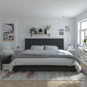 CosmoLiving Elizabeth Upholstered Bed with Storage - Black - King