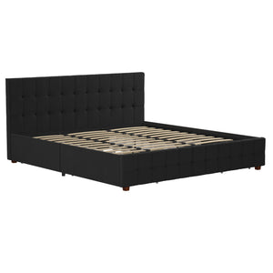 CosmoLiving Elizabeth Upholstered Bed with Storage - Black - King