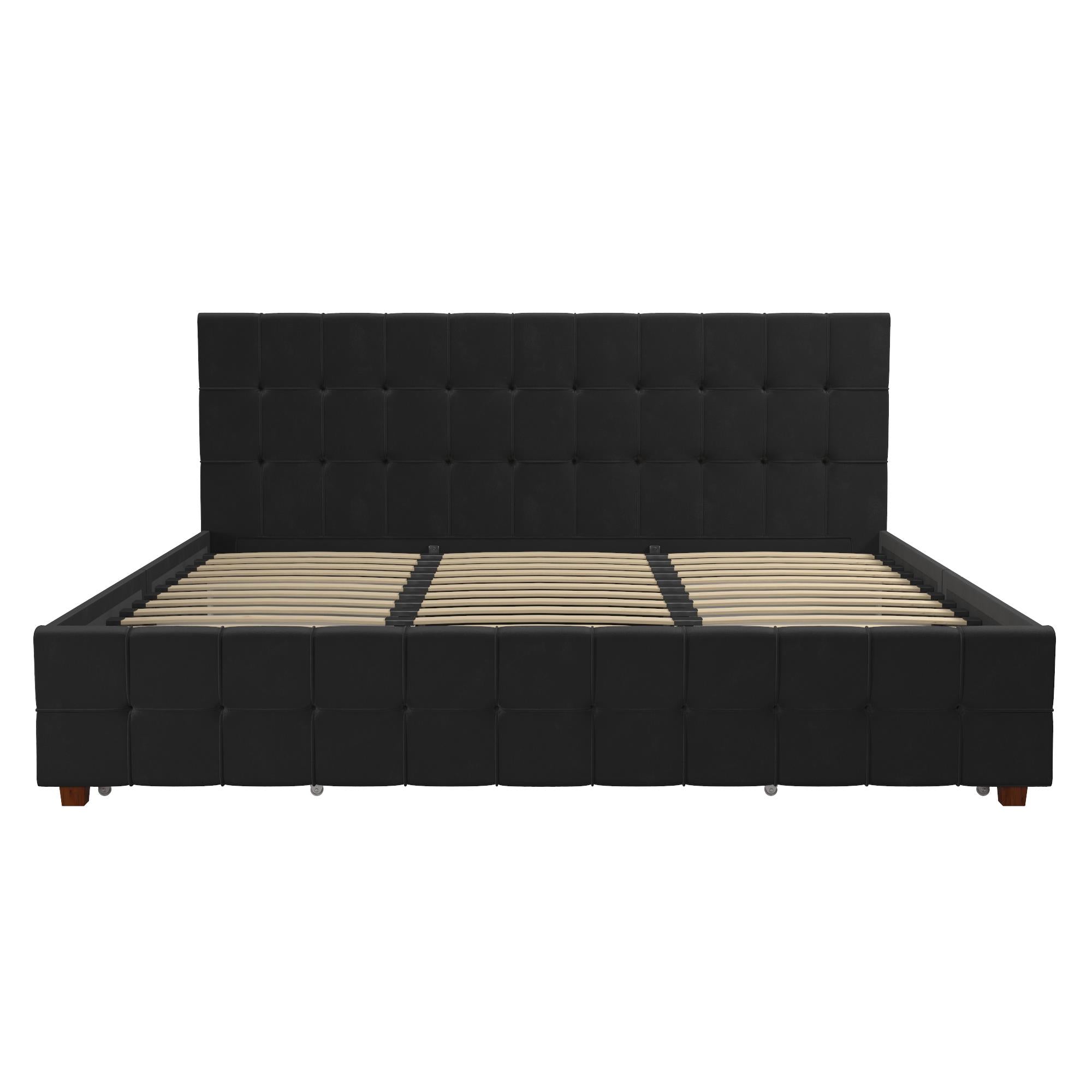 CosmoLiving Elizabeth Upholstered Bed with Storage - Black - King