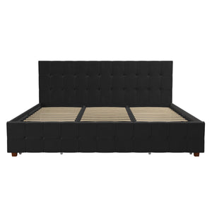 CosmoLiving Elizabeth Upholstered Bed with Storage - Black - King