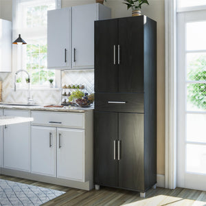 Systembuild Evolution Camberly 4 Door/1 Drawer Storage Cabinet - Black Oak