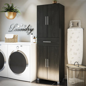 Systembuild Evolution Camberly 4 Door/1 Drawer Storage Cabinet - Black Oak
