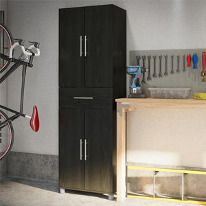 Systembuild Evolution Camberly 4 Door/1 Drawer Storage Cabinet - Black Oak