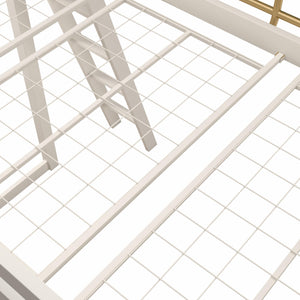 Max & Finn Haven Twin Metal Loft Bed, White & Gold Bars - White - Twin