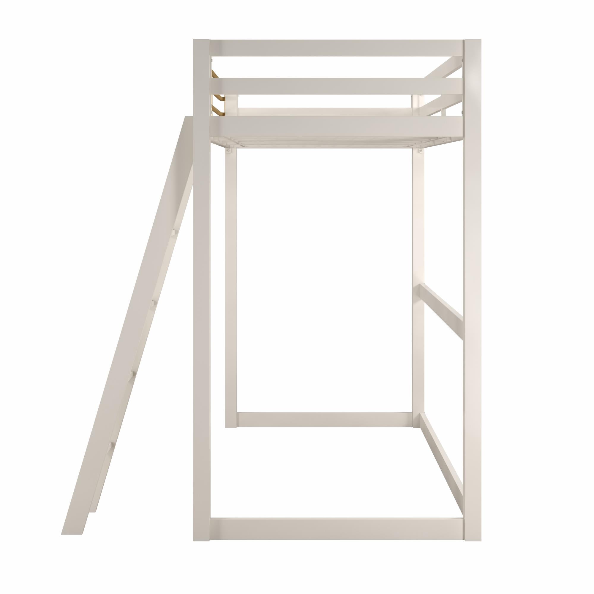 Max & Finn Haven Twin Metal Loft Bed, White & Gold Bars - White - Twin