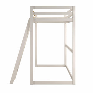 Max & Finn Haven Twin Metal Loft Bed, White & Gold Bars - White - Twin