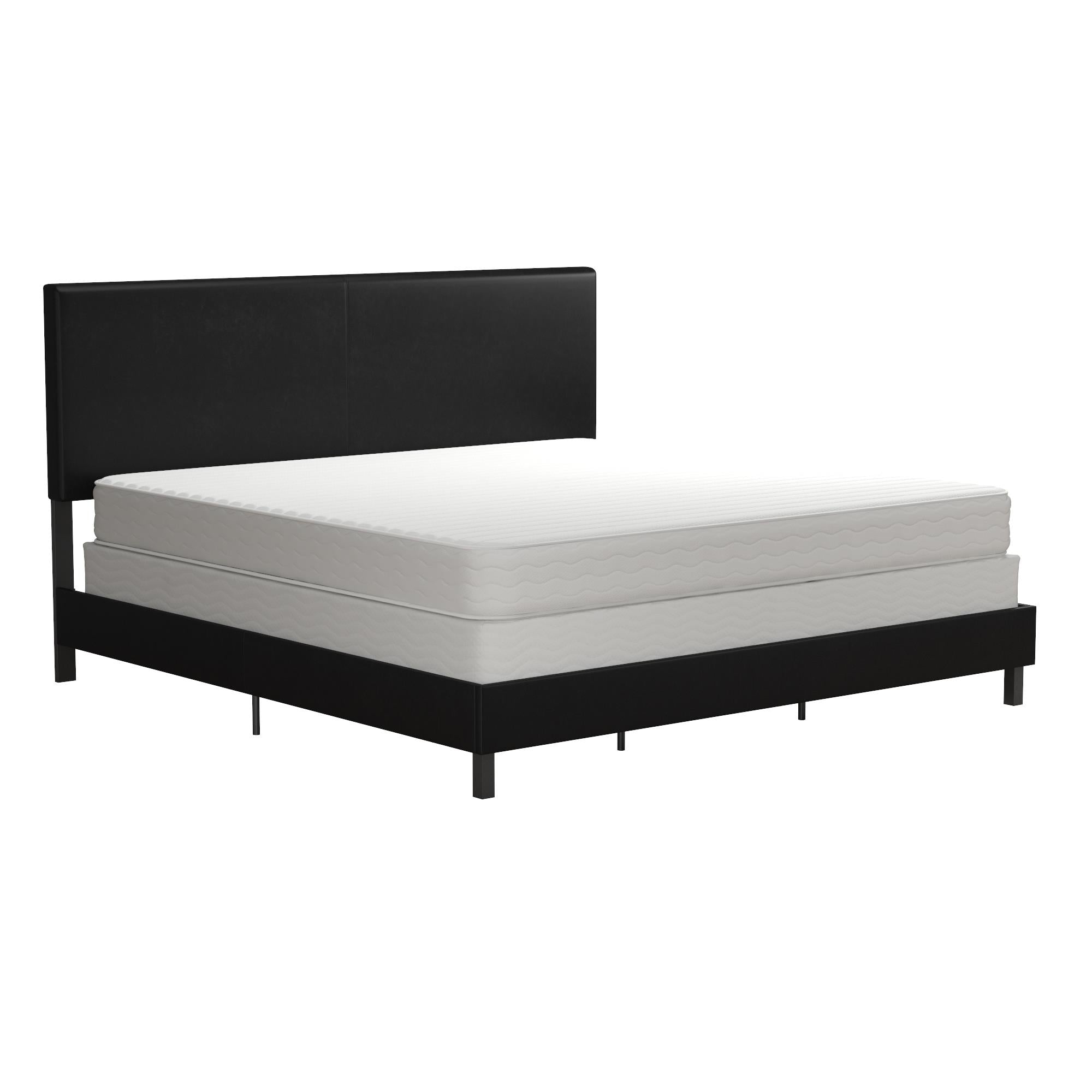 DHP Janford Upholstered Bed Frame - Black Faux Leather - King
