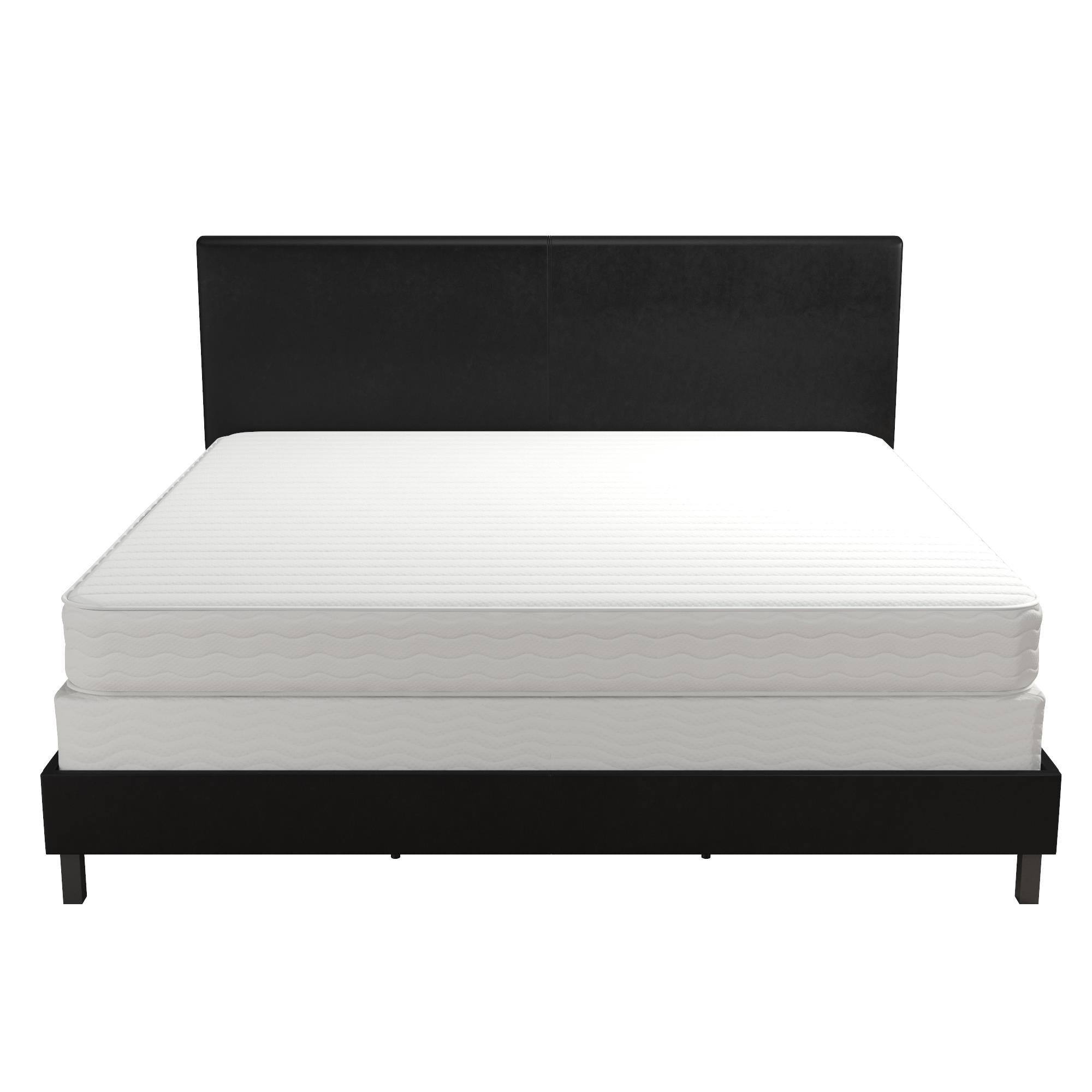 DHP Janford Upholstered Bed Frame - Black Faux Leather - King