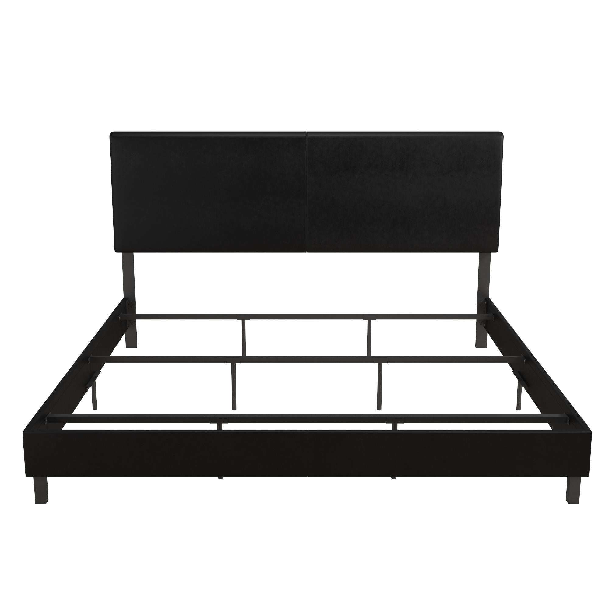DHP Janford Upholstered Bed Frame - Black Faux Leather - King