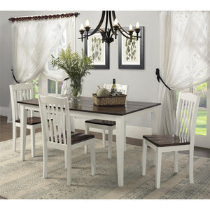 DHP Shiloh 5-Piece Dining Set - Dark Walnut/White