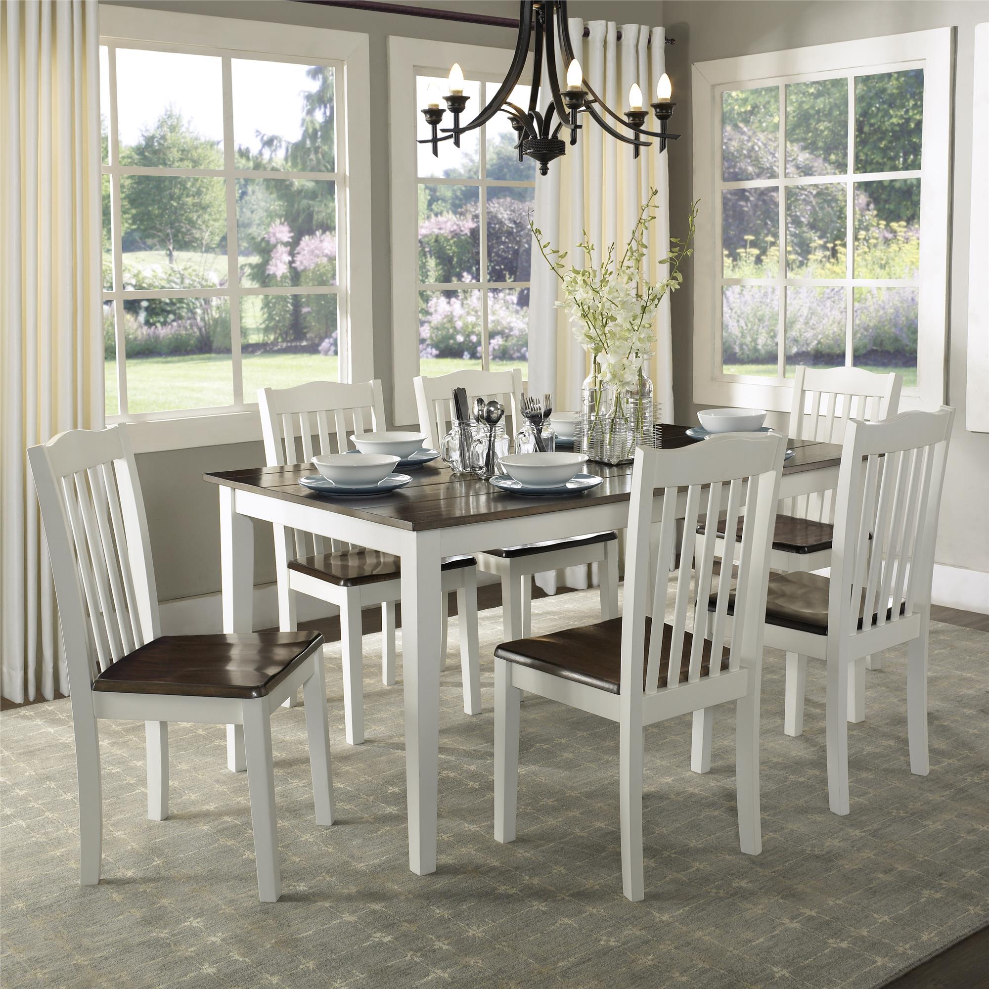 DHP Shiloh 5-Piece Dining Set - Dark Walnut/White