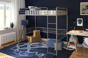 DHP Tommy Kids' Loft Bed - Silver - Full