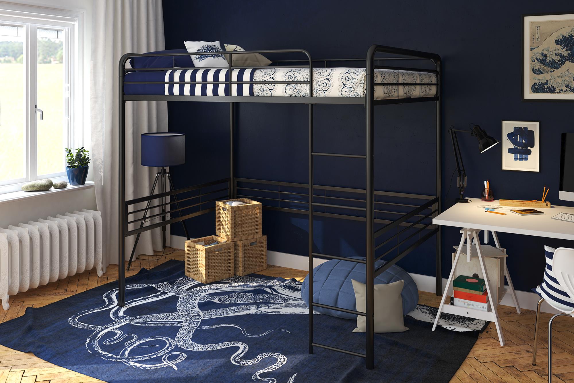 DHP Tommy Kids' Loft Bed - Black - Full