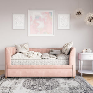 Max & Finn Valentina Upholstered Daybed and Trundle - Pink - Twin