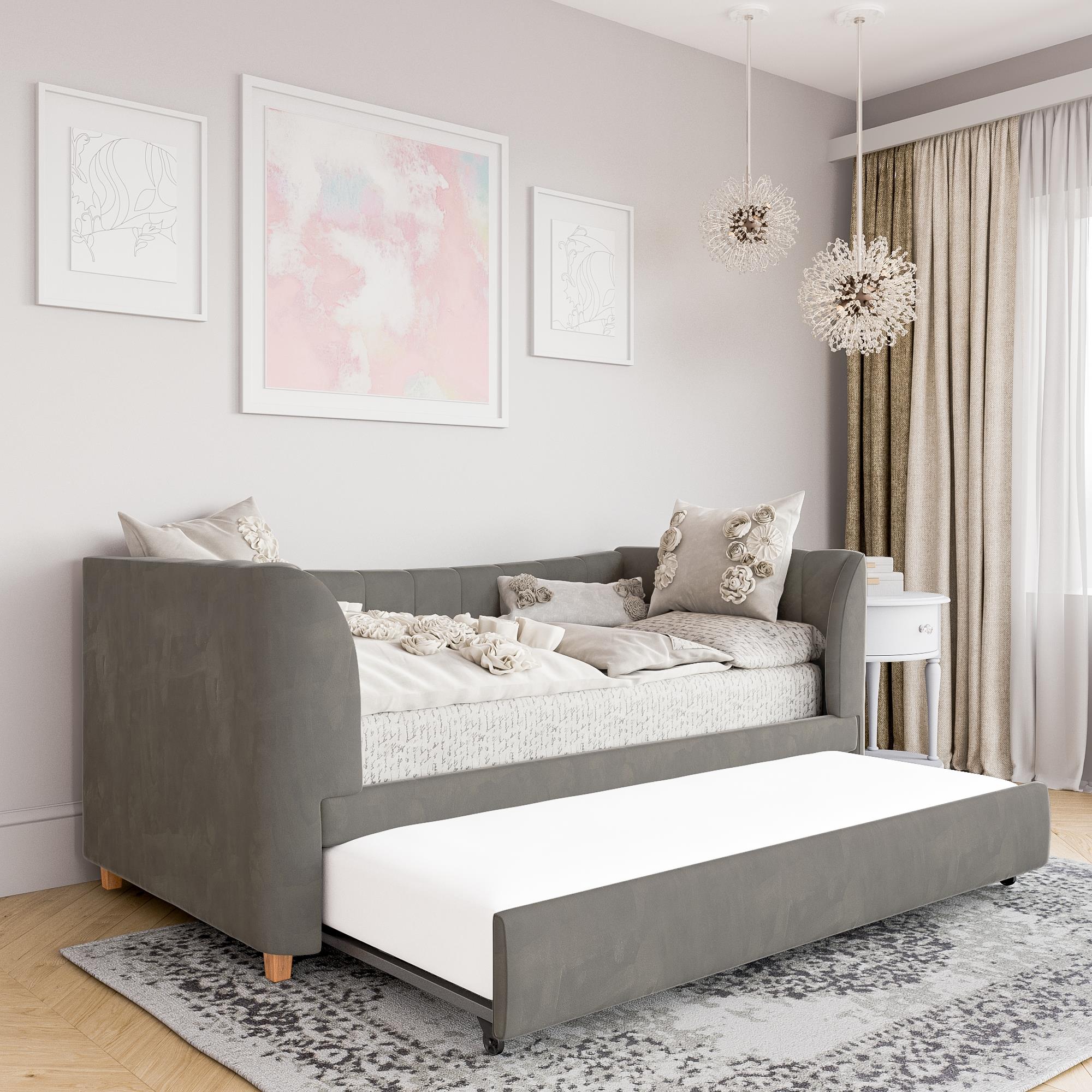 Max & Finn Valentina Upholstered Daybed and Trundle - Gray - Twin
