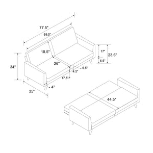 DHP Jules Futon Sofa Bed - Black