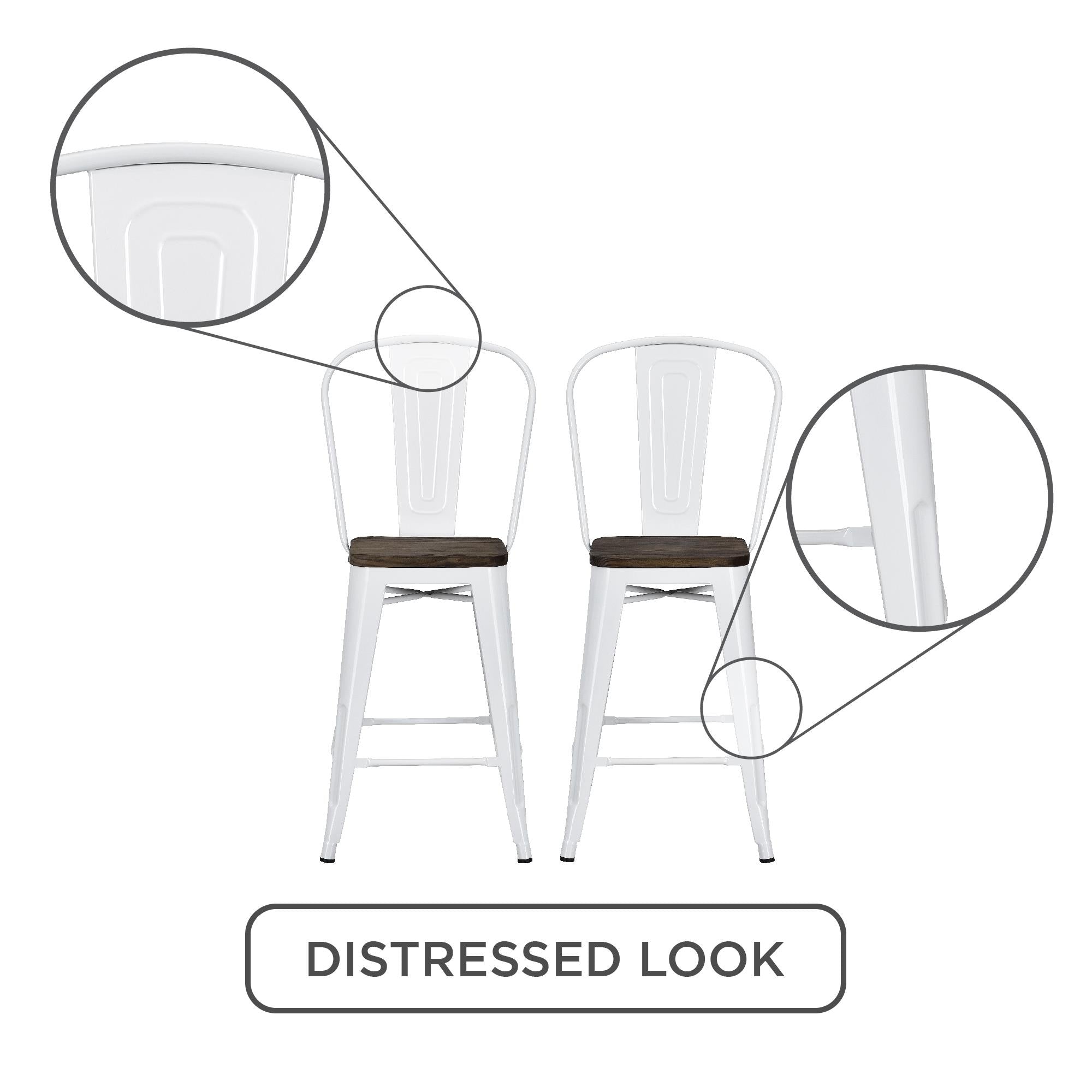 DHP Luxor 24"  Counter Height Bar Stool, Set of 2 - White