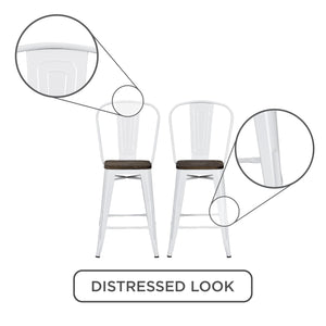 DHP Luxor 24"  Counter Height Bar Stool, Set of 2 - White