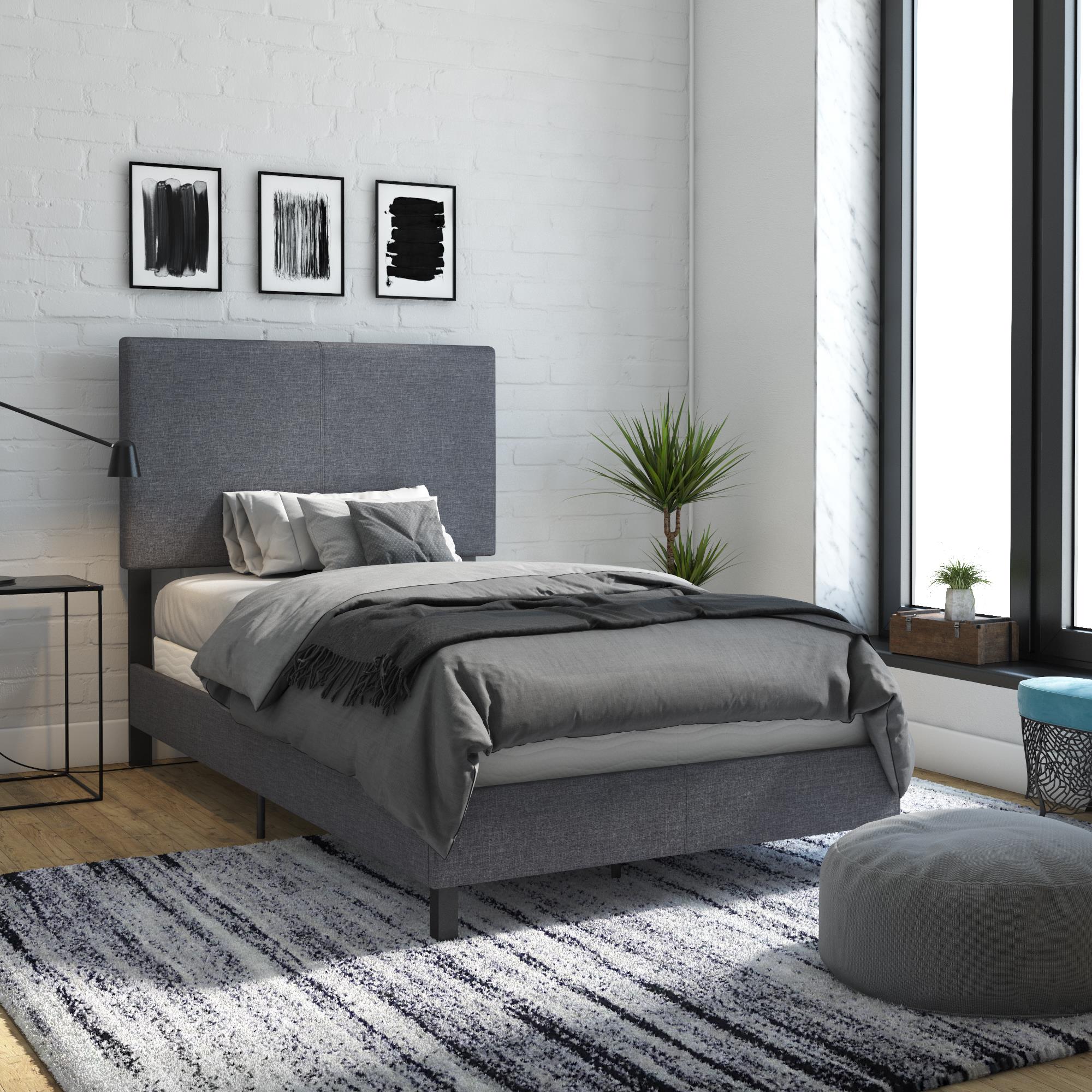 DHP Janford Upholstered Bed Frame - Gray - Twin
