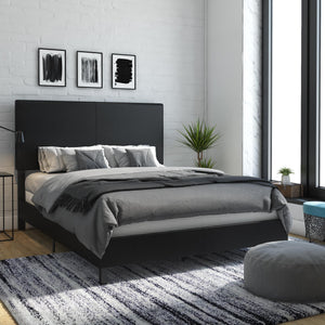 DHP Janford Upholstered Bed Frame - Black Faux Leather - Full