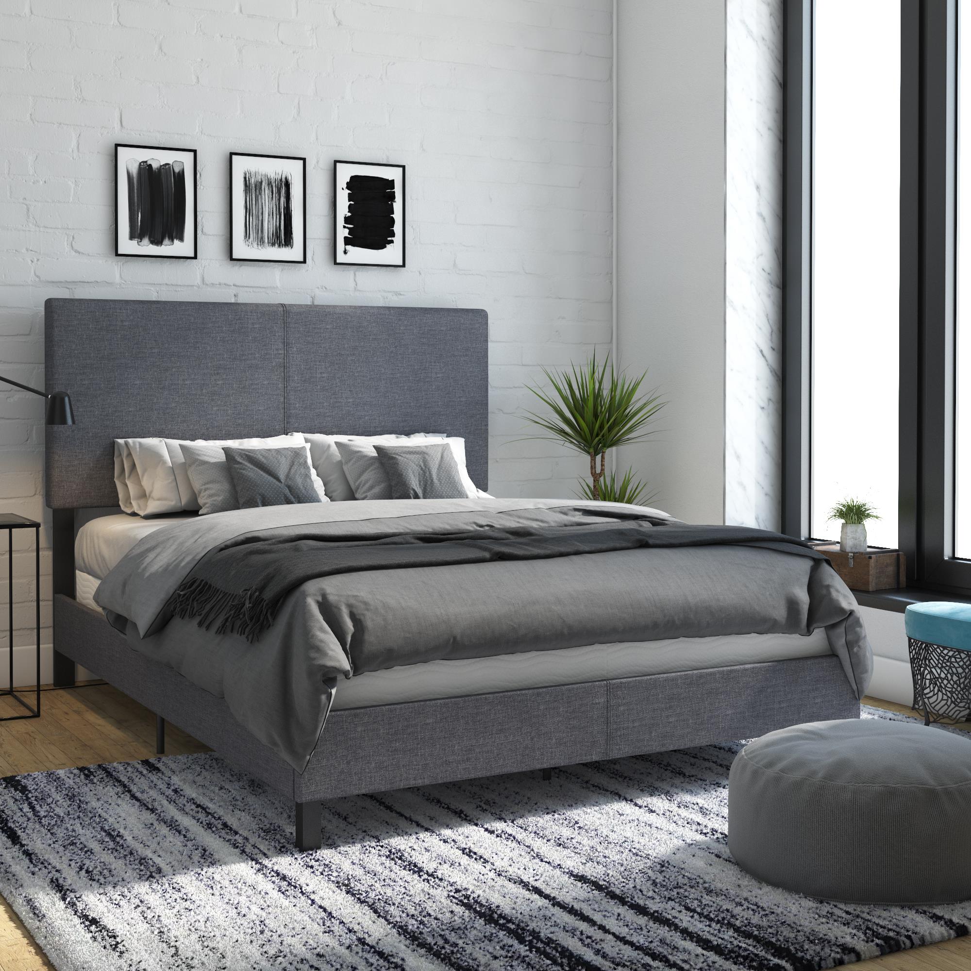 DHP Janford Upholstered Bed Frame - Gray - Queen