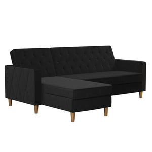 CosmoLiving Liberty Sectional Futon Sofa Bed with Storage - Black