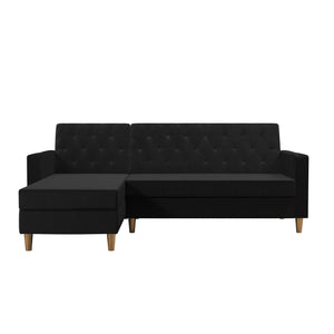 CosmoLiving Liberty Sectional Futon Sofa Bed with Storage - Black