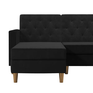 CosmoLiving Liberty Sectional Futon Sofa Bed with Storage - Black