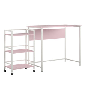 Ameriwood Home Baylor Desk with Rolling Cart - Light Pink