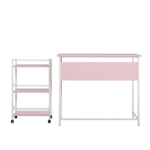 Ameriwood Home Baylor Desk with Rolling Cart - Light Pink