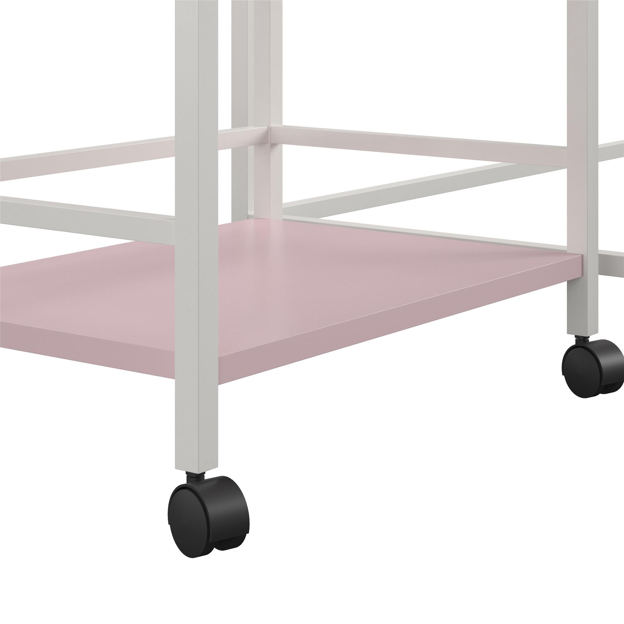 Ameriwood Home Baylor Desk with Rolling Cart - Light Pink