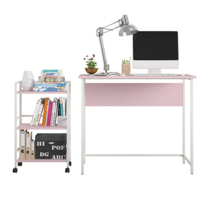 Ameriwood Home Baylor Desk with Rolling Cart - Light Pink