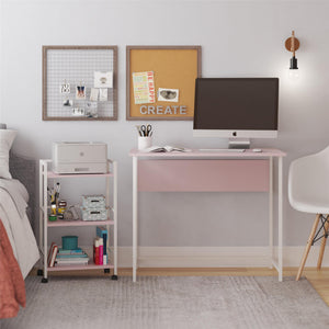 Ameriwood Home Baylor Desk with Rolling Cart - Light Pink