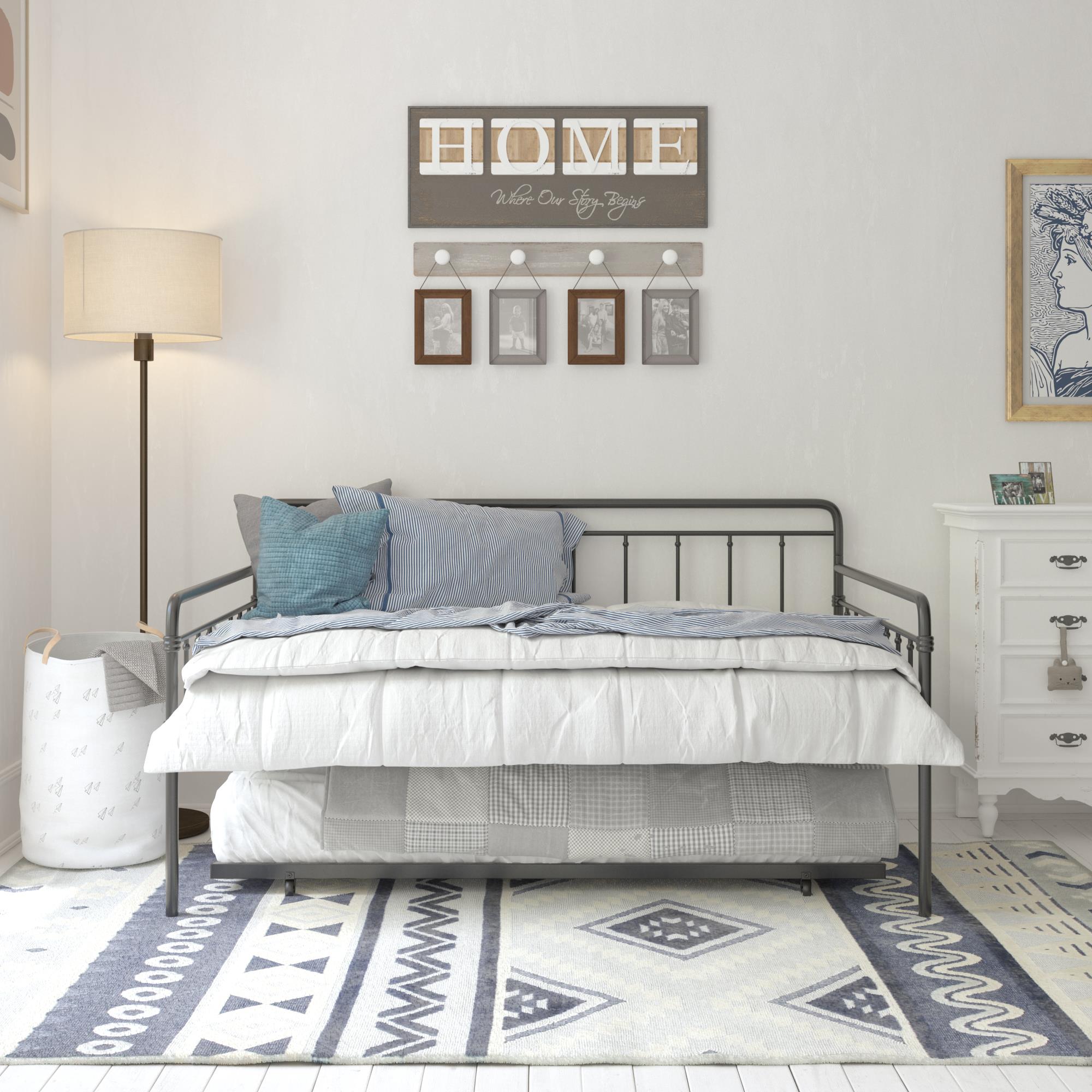 DHP Wallace Metal Daybed with Trundle - Black - Full-Over-Twin