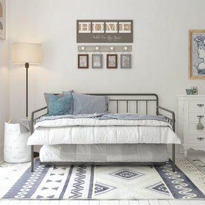 DHP Wallace Metal Daybed with Trundle - Black - Full-Over-Twin