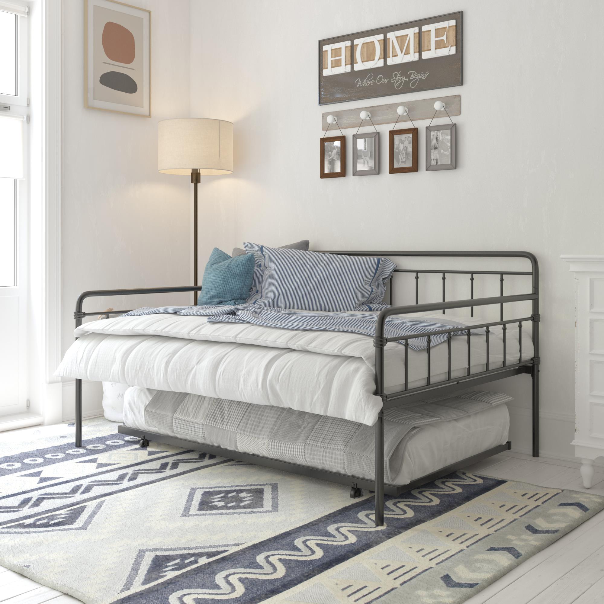 DHP Wallace Metal Daybed with Trundle - Black - Full-Over-Twin