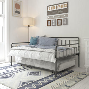 DHP Wallace Metal Daybed with Trundle - Black - Full-Over-Twin