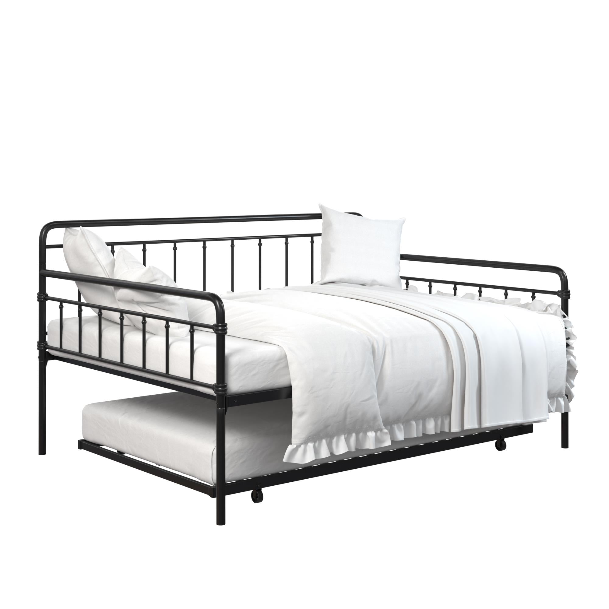 DHP Wallace Metal Daybed with Trundle - Black - Full-Over-Twin