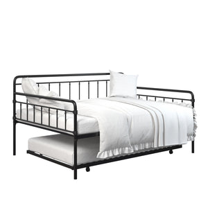 DHP Wallace Metal Daybed with Trundle - Black - Full-Over-Twin